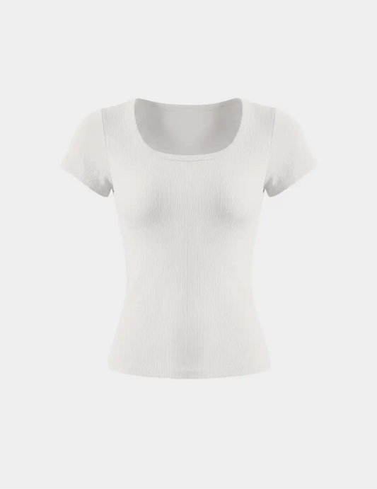 SculptRib™ Cotton Scoop Neck T-Shirt